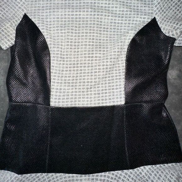 Tibi Tweed Faux Vegan Leather Asymmetrical Hem Knit Dress Fit N' Flare Size 6 - Picture 4 of 12